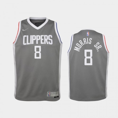 Youth 2021 Los Angeles Clippers #8 Marcus Morris Sr. Gray Earned Jersey