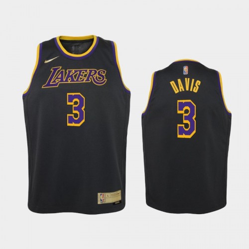 Youth 2021 Los Angeles Lakers #3 Anthony Davis Black Earned Jersey