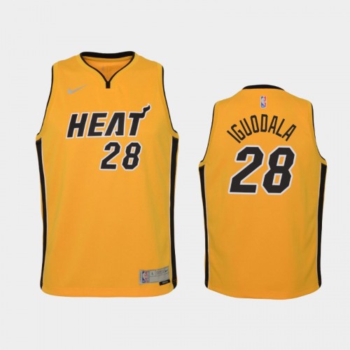 Youth 2021 Miami Heat #28 Andre Iguodala Yellow Earned Jersey