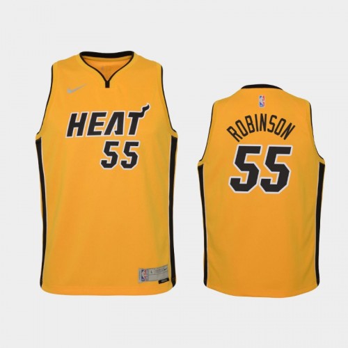 Youth 2021 Miami Heat #55 Duncan Robinson Yellow Earned Jersey