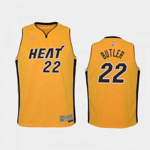 Youth 2021 Miami Heat #22 Jimmy Butler Yellow Earned Jersey