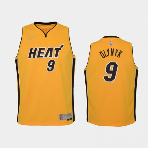 Youth 2021 Miami Heat #9 Kelly Olynyk Yellow Earned Jersey