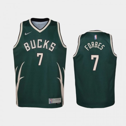 Youth 2021 Milwaukee Bucks #7 Bryn Forbes Green Earned Jersey