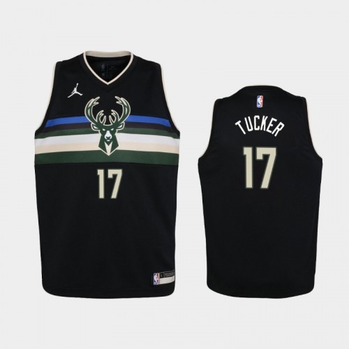 Youth 2021 Milwaukee Bucks #17 P.J. Tucker Black Statement Jersey