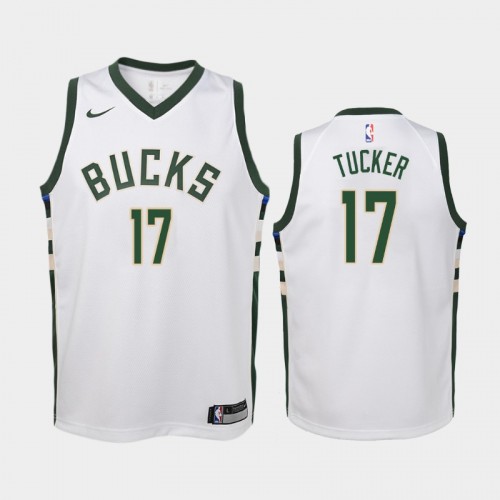 Youth 2021 Milwaukee Bucks #17 P.J. Tucker White Association Jersey