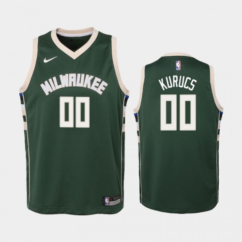 Youth 2021 Milwaukee Bucks #00 Rodion Kurucs Green Icon Jersey