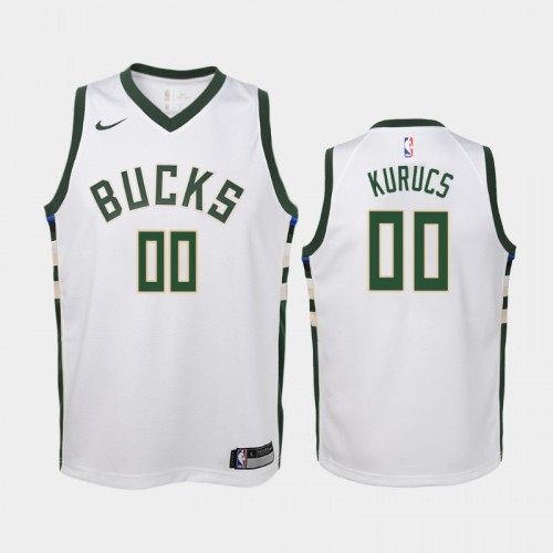 Youth 2021 Milwaukee Bucks #00 Rodion Kurucs White Association Jersey