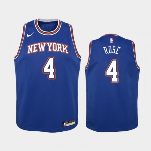 Youth 2021 New York Knicks #4 Derrick Rose Blue Statement Jersey