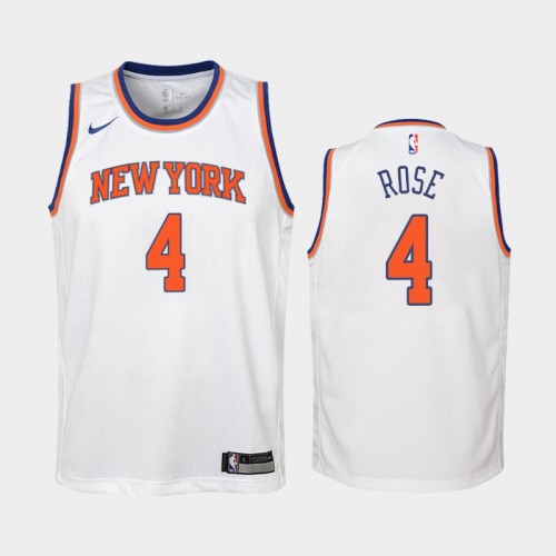 Youth 2021 New York Knicks #4 Derrick Rose White Association Jersey