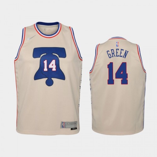 Youth 2021 Philadelphia 76ers #14 Danny Green Cream Earned Jersey