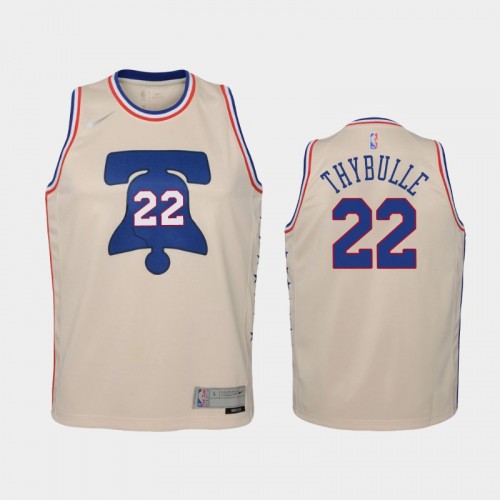 Youth 2021 Philadelphia 76ers #22 Matisse Thybulle Cream Earned Jersey