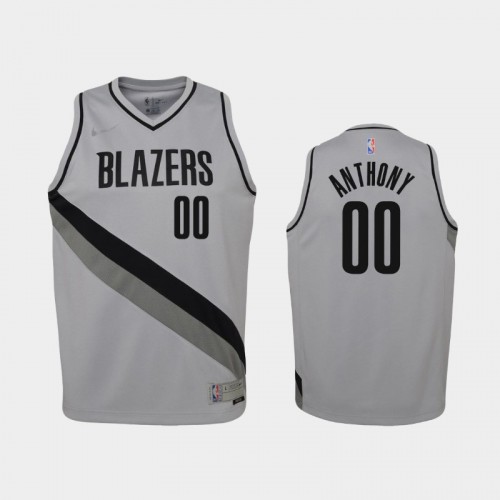 Youth 2021 Portland Trail Blazers #00 Carmelo Anthony Gray Earned Jersey