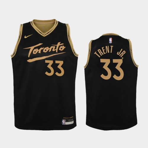 Youth 2021 Toronto Raptors #33 Gary Trent Jr. Black City Jersey