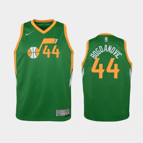 Youth 2021 Utah Jazz #44 Bojan Bogdanovic Green Earned Jersey