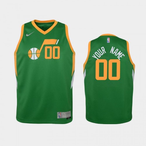 Youth 2021 Utah Jazz #00 Custom Green Earned Jersey