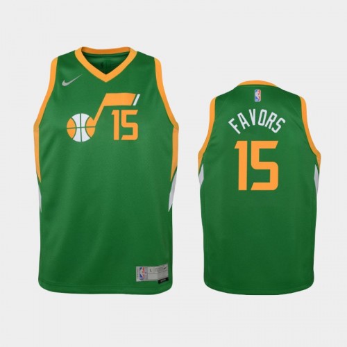 Youth 2021 Utah Jazz #15 Derrick Favors Green Earned Jersey