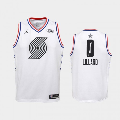 Youth Portland Trail Blazers 2019 All-Star #0 Damian Lillard White Jersey