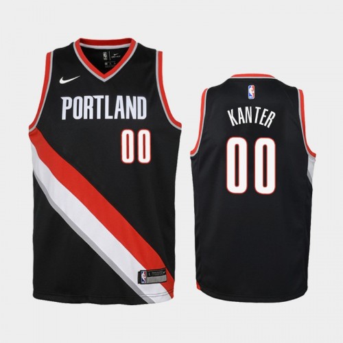 Youth Portland Trail Blazers Icon #00 Enes Kanter Black 2019 season Jersey