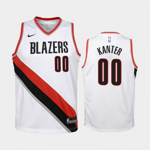 Youth Portland Trail Blazers Association #00 Enes Kanter White 2019 season Jersey