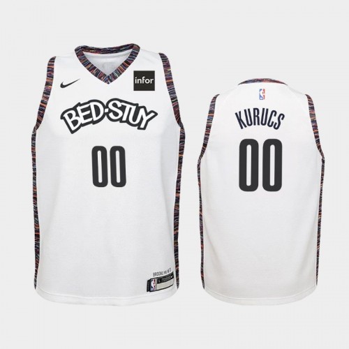 Youth Brooklyn Nets City #00 Rodions Kurucs 2019-20 White Jersey