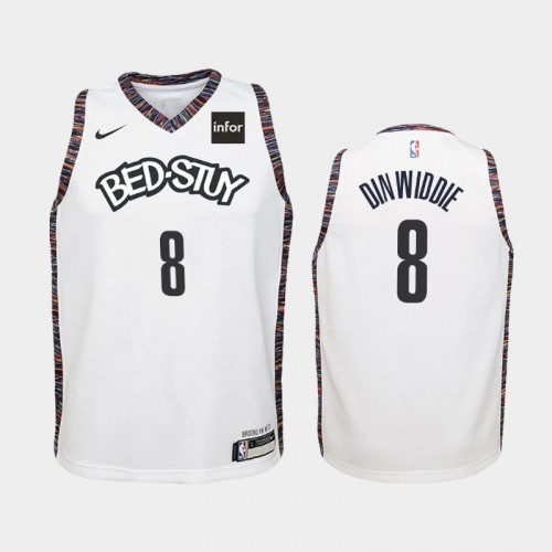 Youth Brooklyn Nets City #8 Spencer Dinwiddie 2019-20 White Jersey