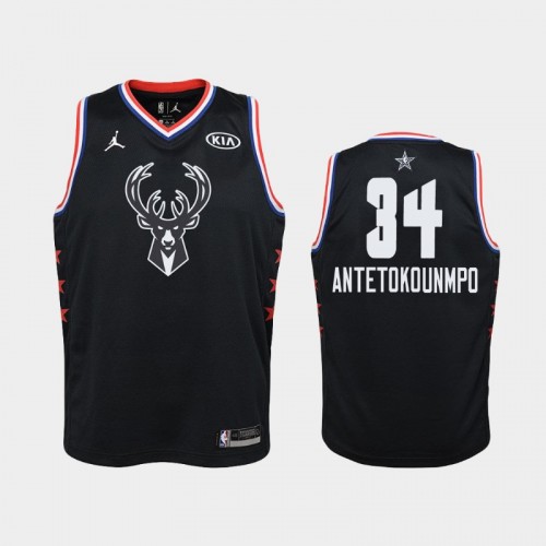 Youth Milwaukee Bucks 2019 All-Star #34 Giannis Antetokounmpo Black Jersey