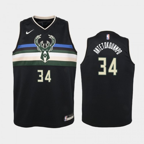 Youth Milwaukee Bucks Statement #34 Giannis Antetokounmpo Black Jersey