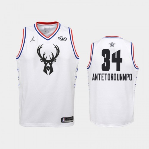 Youth Milwaukee Bucks 2019 All-Star #34 Giannis Antetokounmpo White Jersey