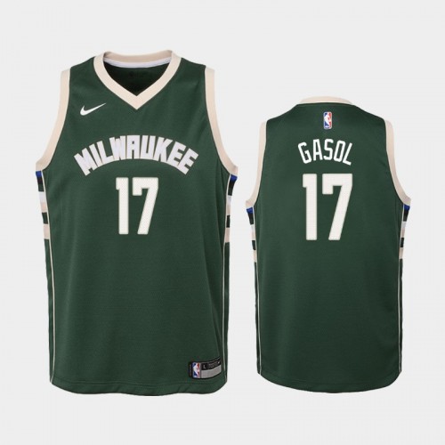 Youth Milwaukee Bucks Pau Gasol #17 Green Icon Jersey