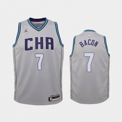 Youth Charlotte Hornets City #7 Dwayne Bacon 2019-20 Gray Finished Jersey