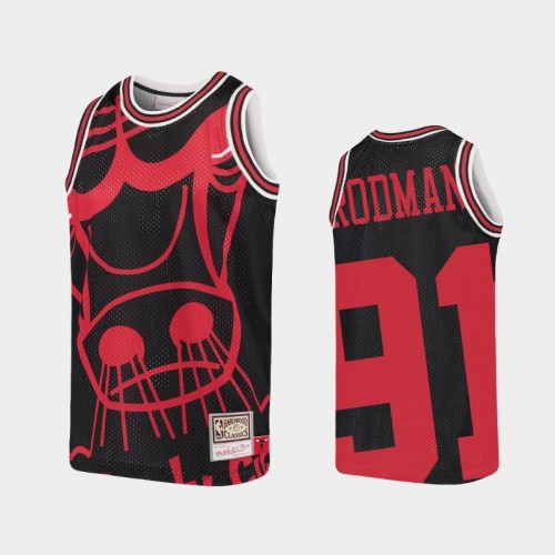 Youth Chicago Bulls #91 Dennis Rodman Black Big Face Jersey - Hardwood Classics