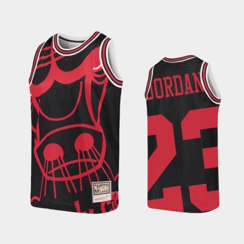 Youth Chicago Bulls #23 Michael Jordan Black Big Face Jersey - Hardwood Classics