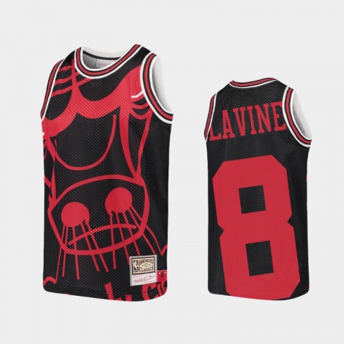 Youth Chicago Bulls #8 Zach LaVine Black Big Face Jersey - Hardwood Classics