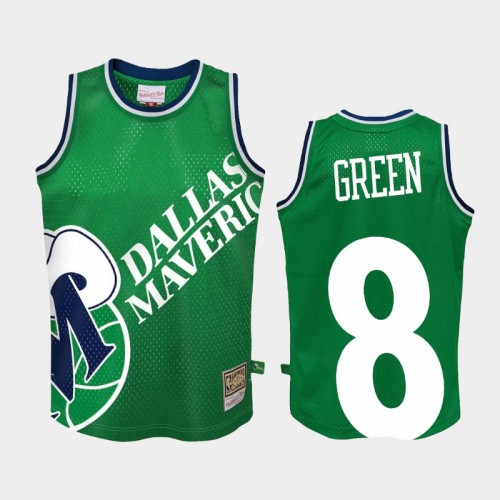 Youth Dallas Mavericks #8 Josh Green Green Big Face 2.0 Jersey - Hardwood Classics