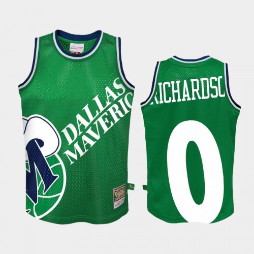 Youth Dallas Mavericks #0 Josh Richardson Green Big Face 2.0 Jersey - Hardwood Classics