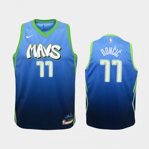 Youth Dallas Mavericks City #77 Luka Doncic 2019-20 Blue Jersey