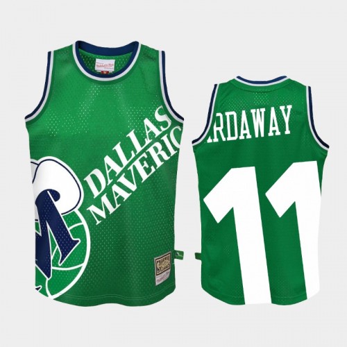 Youth Dallas Mavericks #11 Tim Hardaway Jr. Green Big Face 2.0 Jersey - Hardwood Classics