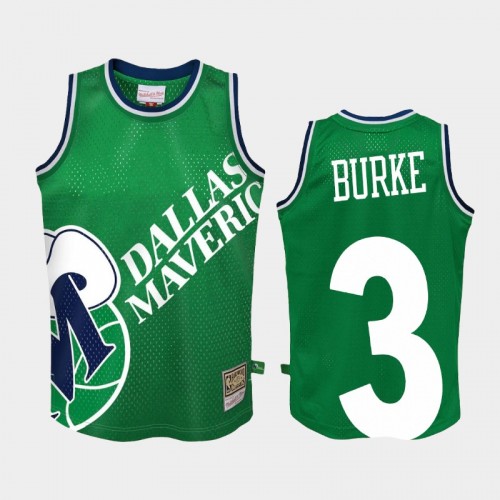 Youth Dallas Mavericks #3 Trey Burke Green Big Face 2.0 Jersey - Hardwood Classics