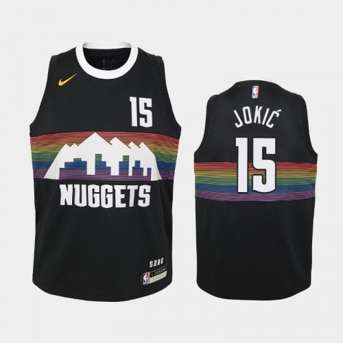 Youth Denver Nuggets City #15 Nikola Jokic 2019-20 Black Jersey