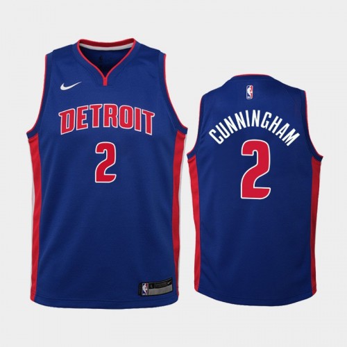 Youth Detroit Pistons #2 Cade Cunningham Blue 2021 NBA Draft No.1 Icon Edition Jersey