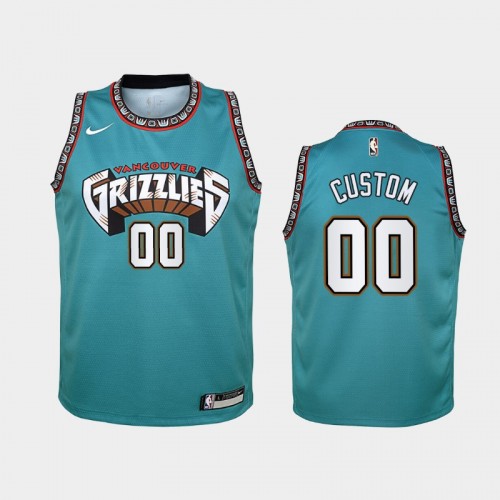 Youth Memphis Grizzlies 25th Season #00 Custom Teal Classic 2019-20 Jersey