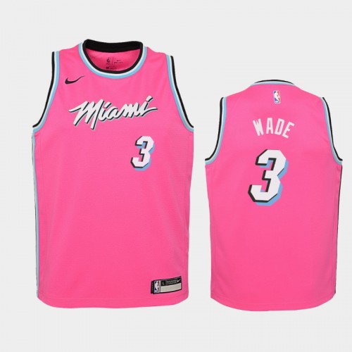 Youth Miami Heat Dwyane Wade #3 Pink 2018-19 Earned Jersey