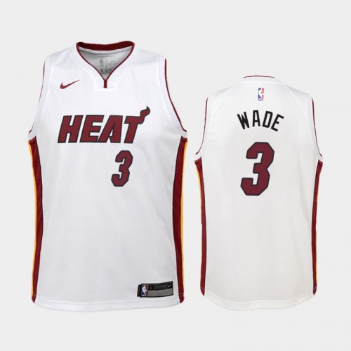 Youth Miami Heat Dwyane Wade #3 White 2017-18 Association Jersey