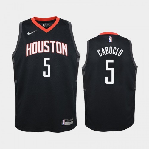 Youth Houston Rockets Statement #5 Bruno Caboclo 2019-20 Black Jersey