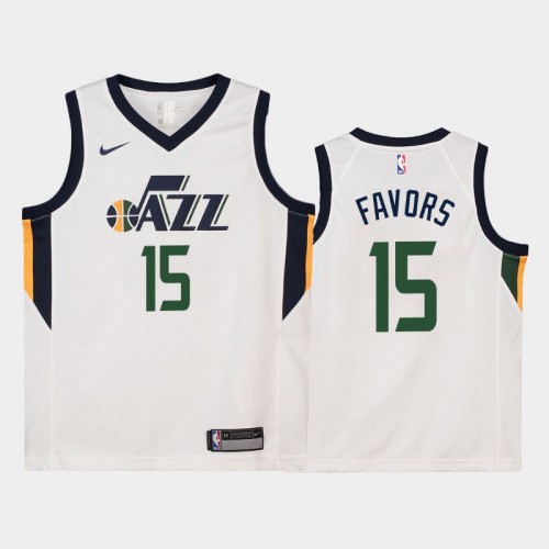 Youth Utah Jazz Derrick Favors #15 White 2018-19 Association Jersey