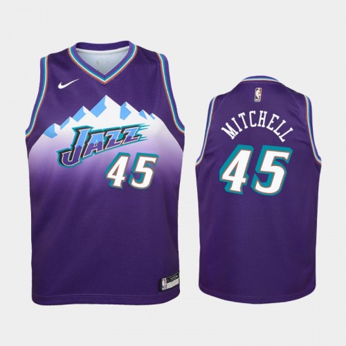 Youth Utah Jazz Hardwood Classics #45 Donovan Mitchell Purple Jersey