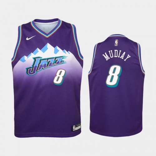 Youth Utah Jazz Hardwood Classics #8 Emmanuel Mudiay Purple Jersey