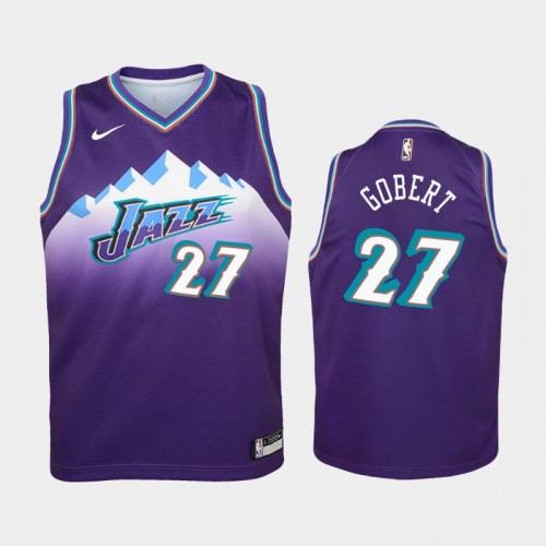 Youth Utah Jazz Hardwood Classics #27 Rudy Gobert Purple Jersey