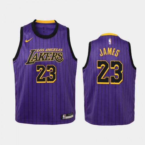 Youth Los Angeles Lakers City #6 Lebron James Purple Jersey