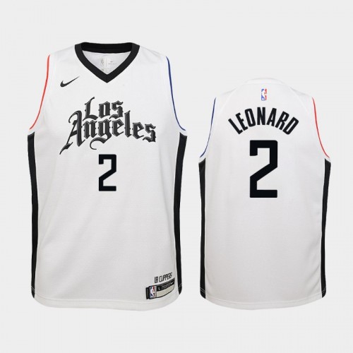Youth Los Angeles Clippers City #2 Kawhi Leonard 2019-20 White Jersey